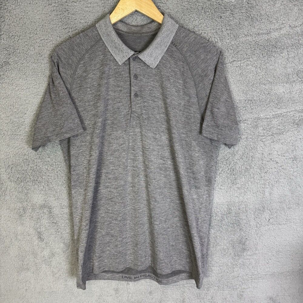 Lululemon Shirt Mens L Grey Metal Vent Tech Polo Short Sleeve Stretch